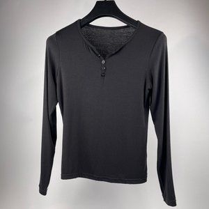 Versatile Charcoal Long-Sleeve Henley Shirt